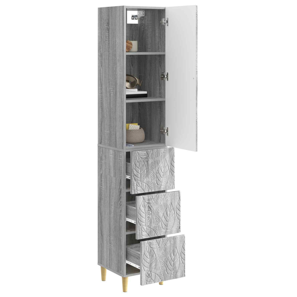 Produktbild för Skåpset 2 pcs Grå Sonoma 33 x 34,5 x 90 cm Konstruerat trä