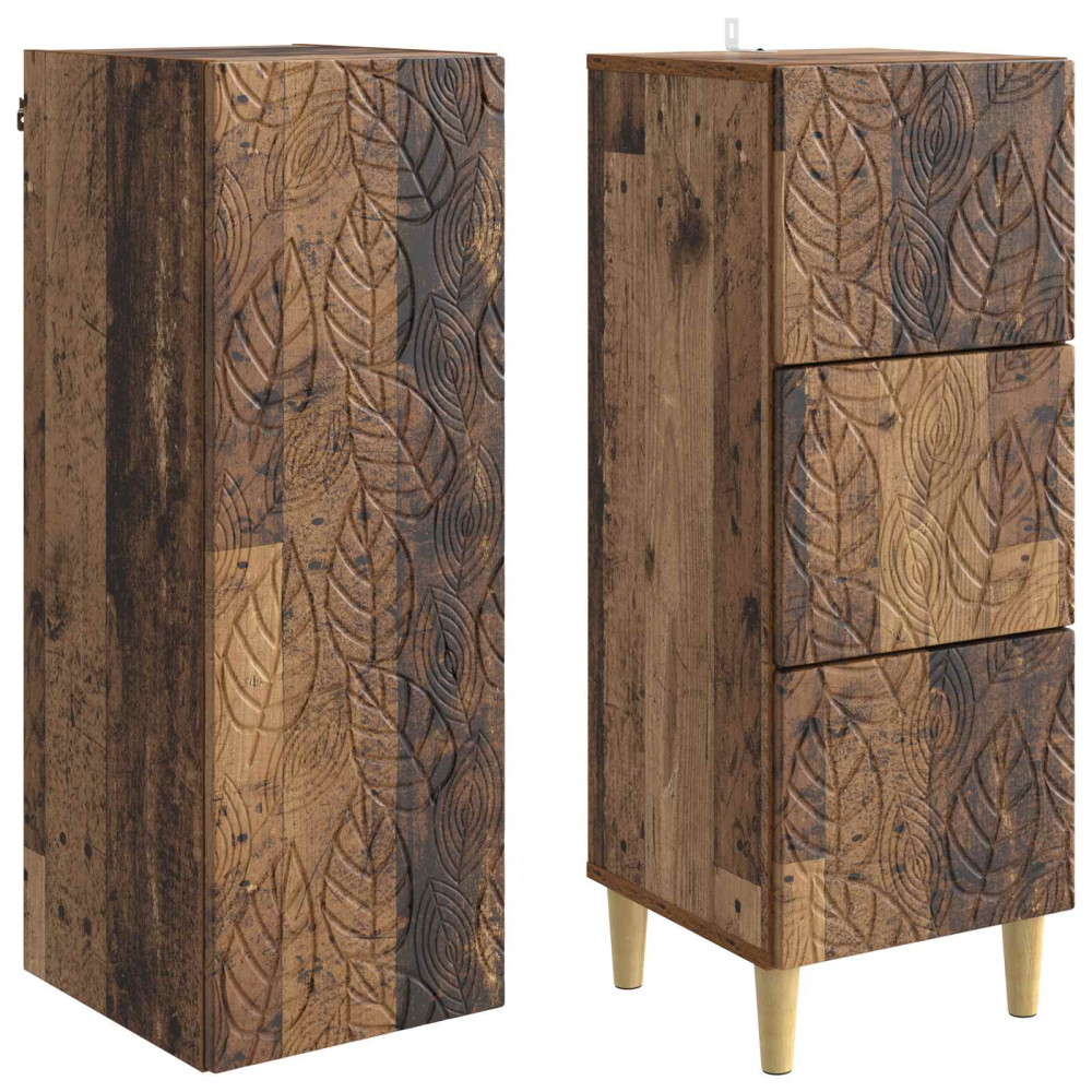 Produktbild för Skåpset 2 pcs Gammalt trä 33 x 34,5 x 90 cm Konstruerat trä