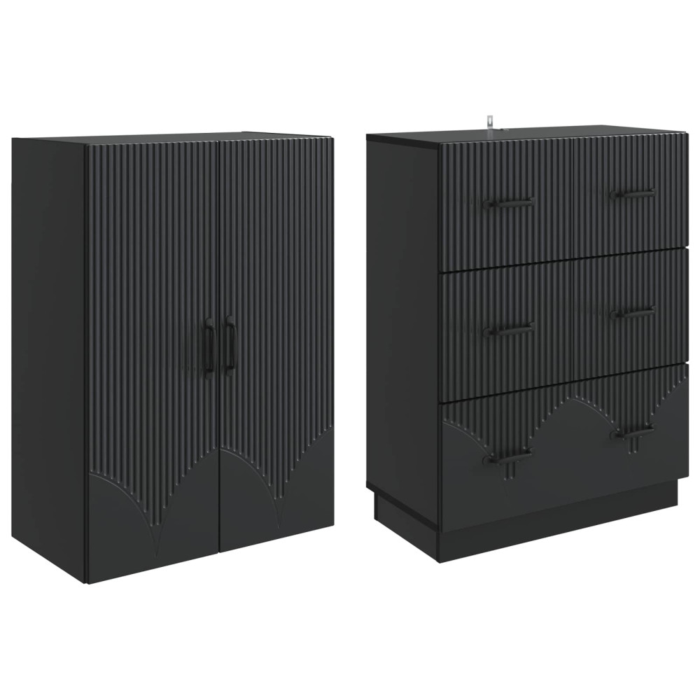 Produktbild för Skåpset 2 pcs Svart 66 x 34,5 x 87 cm Konstruerat trä