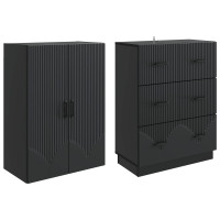 Produktbild för Skåpset 2 pcs Svart 66 x 34,5 x 87 cm Konstruerat trä
