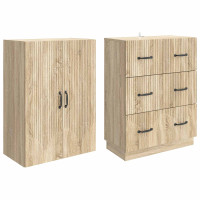 Produktbild för Skåpset 2 pcs Sonoma-ek 66 x 34,5 x 87 cm Konstruerat trä
