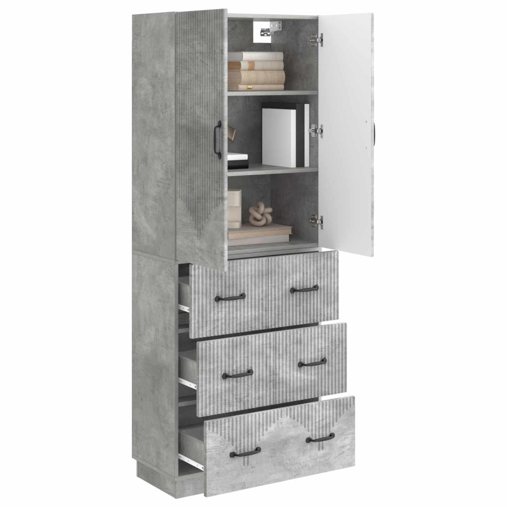 Produktbild för Skåpset 2 pcs Betonggrå 66 x 34,5 x 87 cm Konstruerat trä