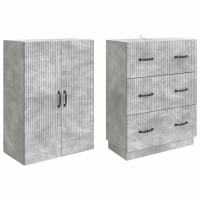 Produktbild för Skåpset 2 pcs Betonggrå 66 x 34,5 x 87 cm Konstruerat trä