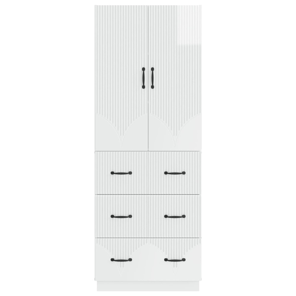 Produktbild för Skåpset 2 pcs Vit högglans 66 x 34,5 x 87 cm Konstruerat trä