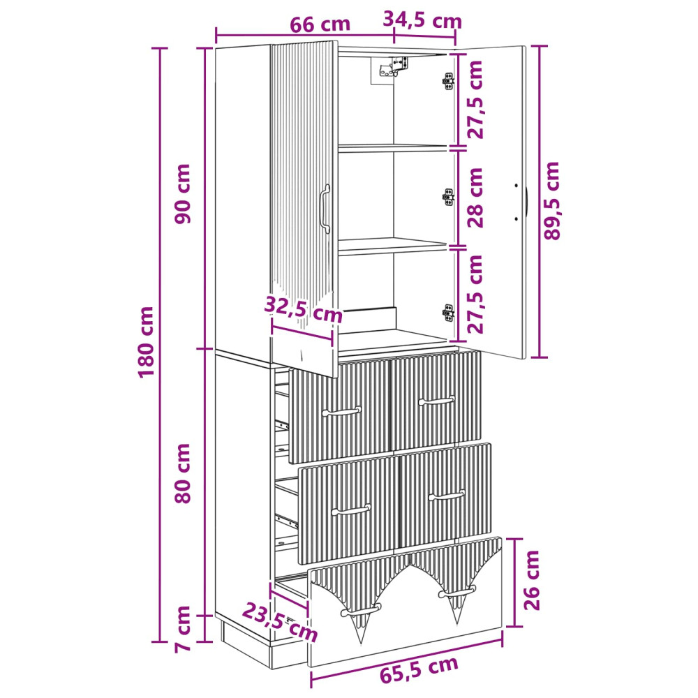 Produktbild för Skåpset 2 pcs Vit högglans 66 x 34,5 x 87 cm Konstruerat trä
