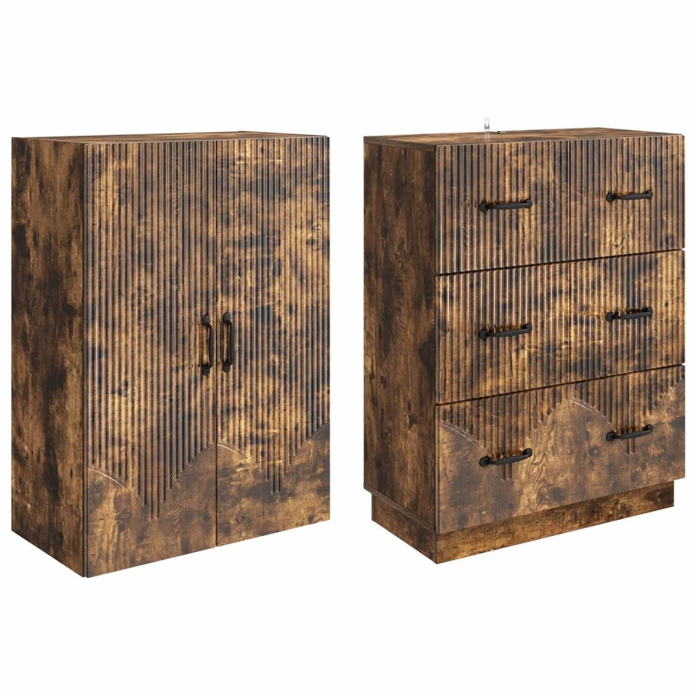 Produktbild för Skåpset 2 pcs Rökt ek 66 x 34,5 x 87 cm Konstruerat trä