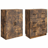Produktbild för Skåpset 2 pcs Rökt ek 66 x 34,5 x 87 cm Konstruerat trä