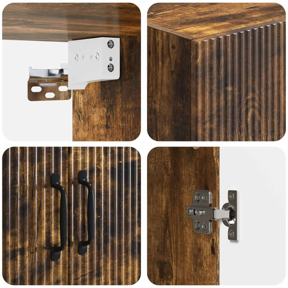 Produktbild för Skåpset 2 pcs Rökt ek 66 x 34,5 x 87 cm Konstruerat trä