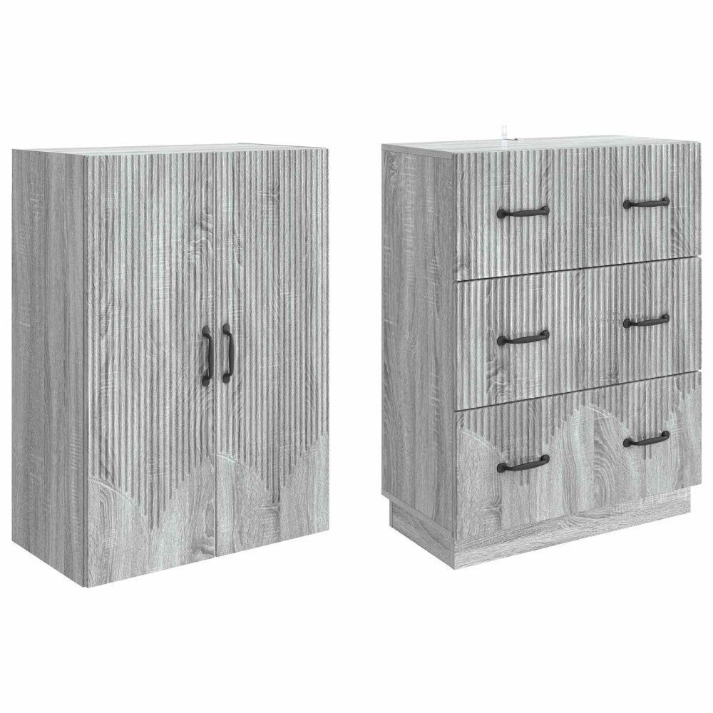 Produktbild för Skåpset 2 pcs Grå Sonoma 66 x 34,5 x 87 cm Konstruerat trä