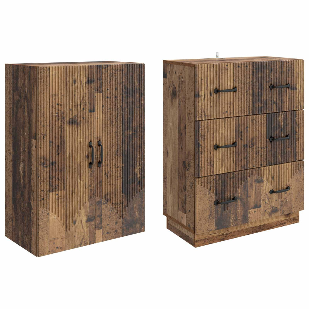 Produktbild för Skåpset 2 pcs Gammalt trä 66 x 34,5 x 87 cm Konstruerat trä