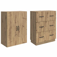Produktbild för Skåpset 2 pcs Artisan-ek 66 x 34,5 x 87 cm Konstruerat trä