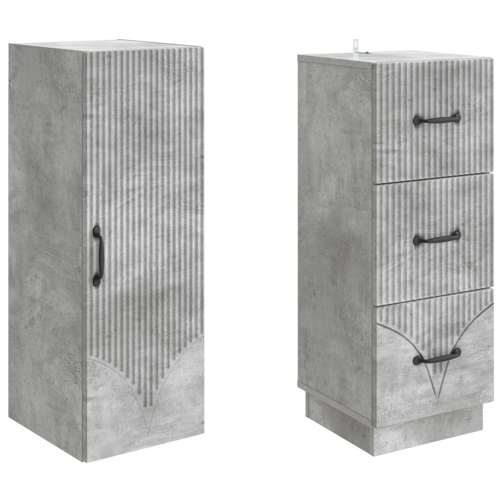 Produktbild för Skåpset 2 pcs Betonggrå 33 x 34,5 x 87 cm Konstruerat trä