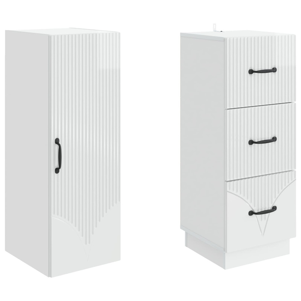 Produktbild för Skåpset 2 pcs Vit högglans 33 x 34,5 x 87 cm Konstruerat trä