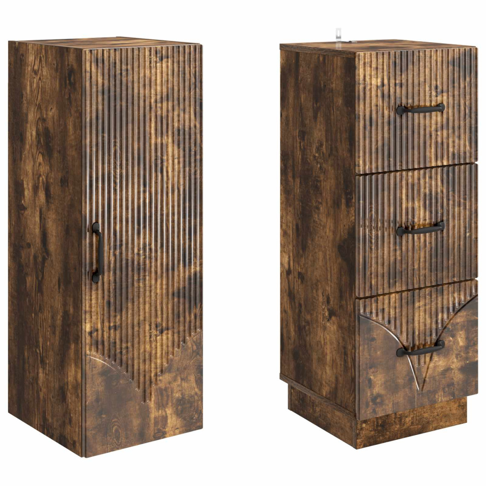 Produktbild för Skåpset 2 pcs Rökt ek 33 x 34,5 x 87 cm Konstruerat trä