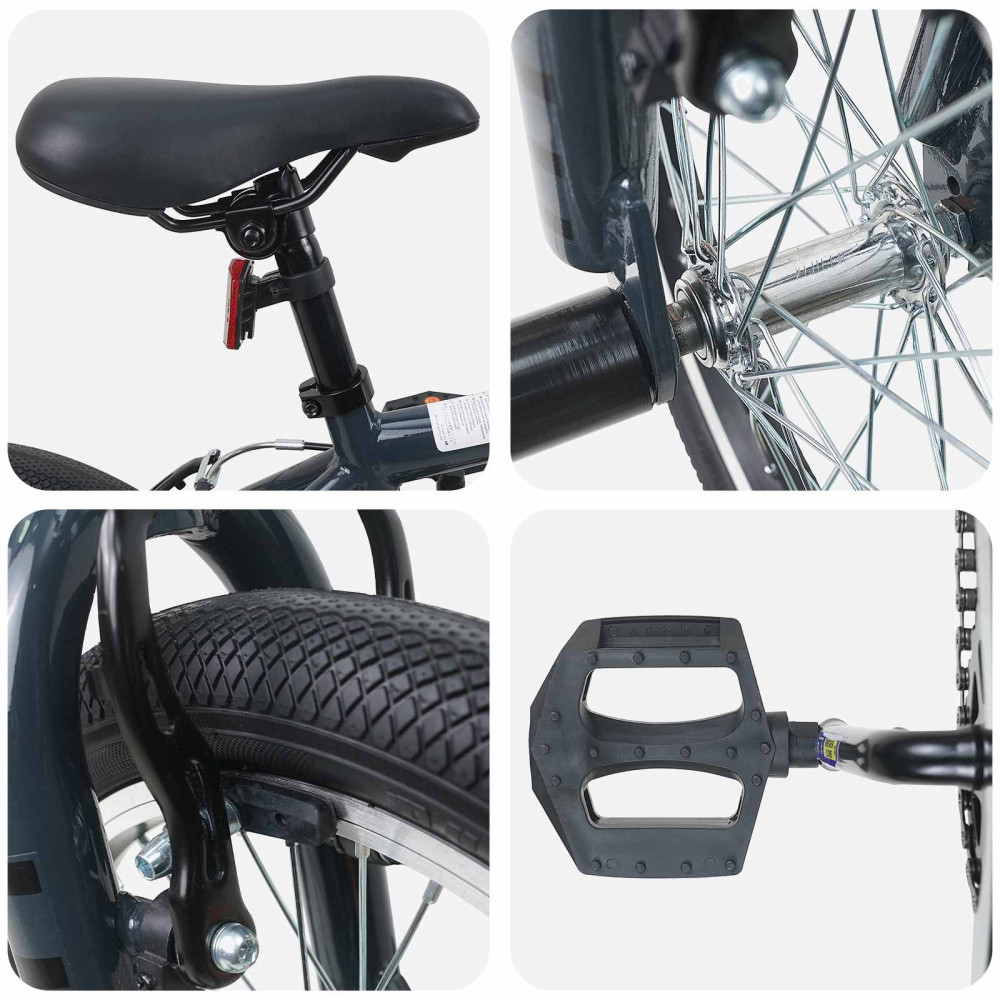 Produktbild för BMX Cykel 16 Tum för 5-8 år gammal Mörkgrå