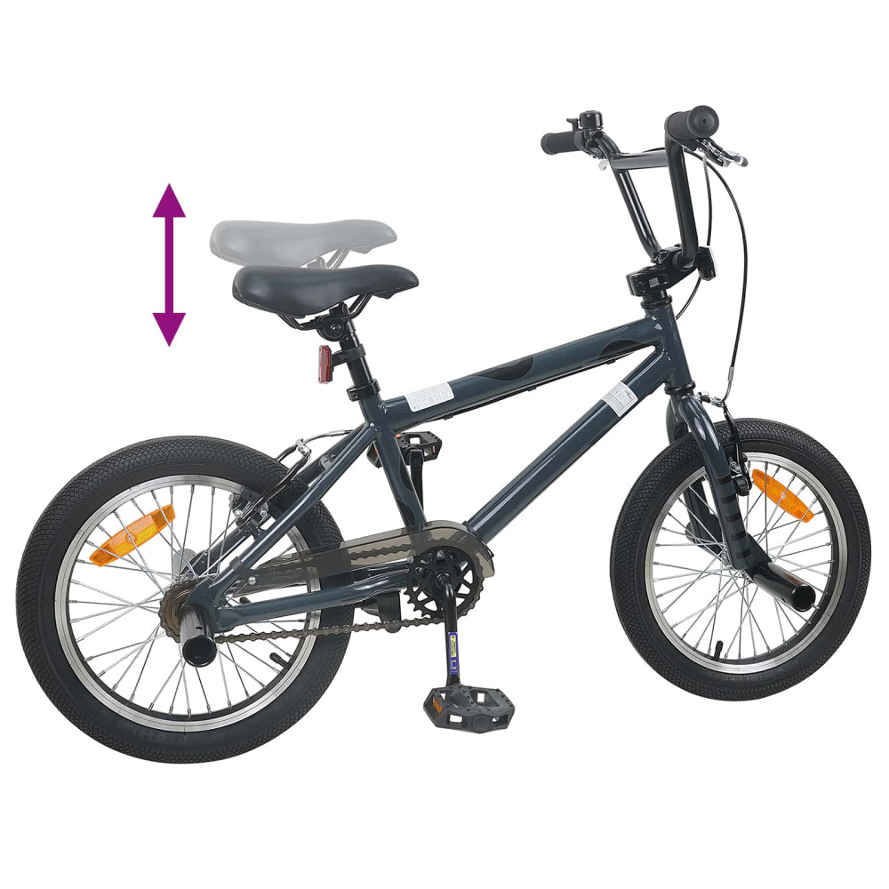 Produktbild för BMX Cykel 16 Tum för 5-8 år gammal Mörkgrå