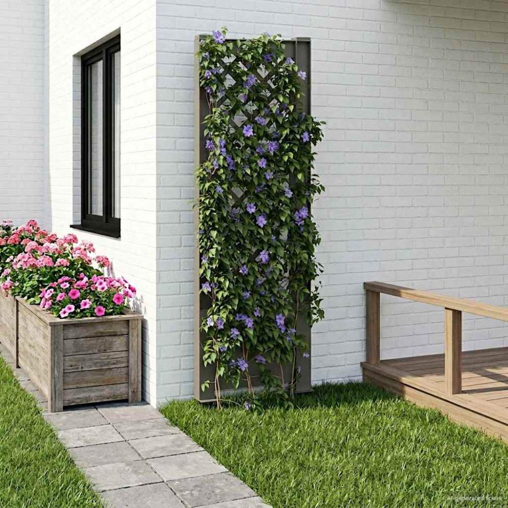 Produktbild för Trellis med spik Grå 43 x 6 x 165 cm PP
