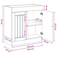 Produktbild för Badrumsskåp under handfat Betonggrå 78,5 x 37,5 x 81 cm