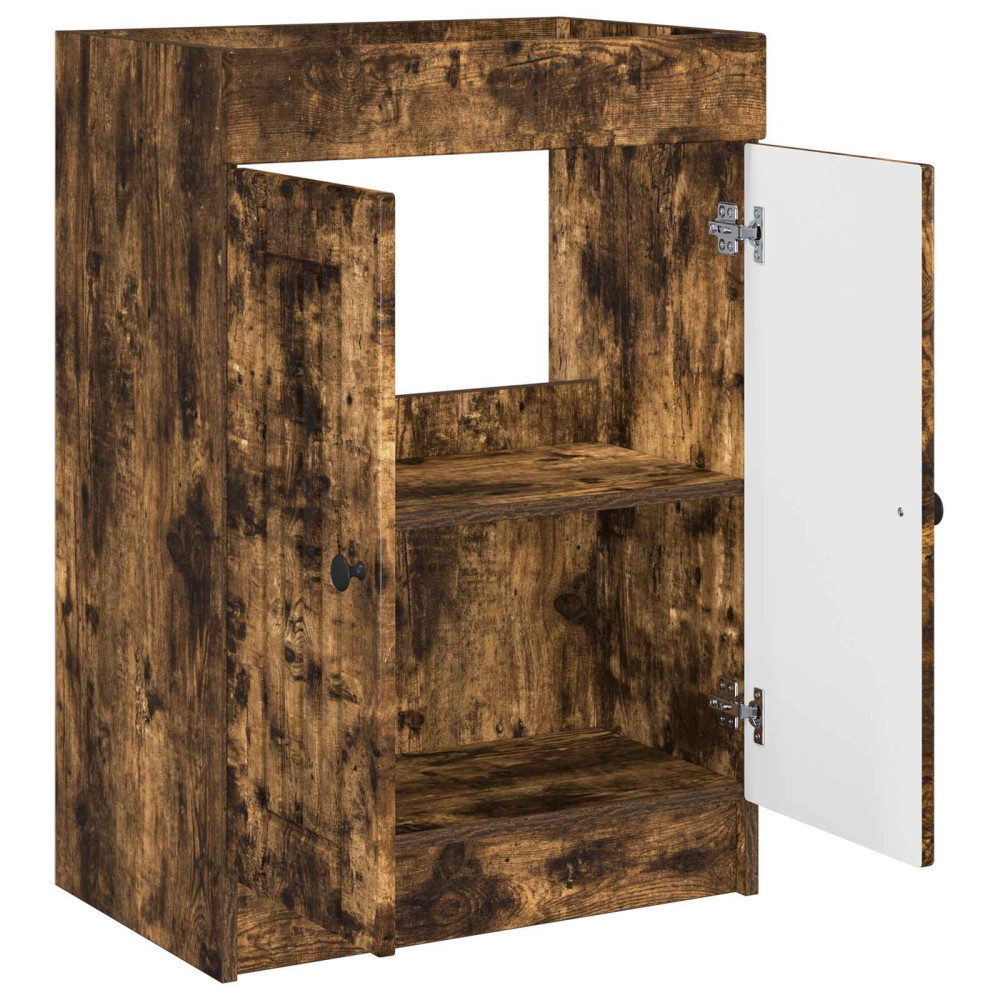 Produktbild för Badrumsskåp under handfat Rökt ek 78,5 x 37,5 x 81 cm