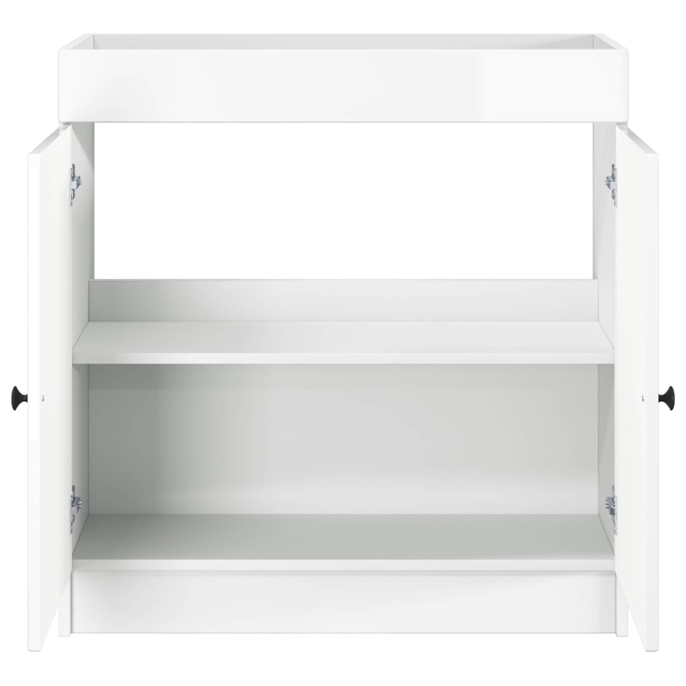Produktbild för Badrumsskåp under handfat Vit högglans 56 x 37,5 x 81 cm