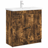 Produktbild för Badrumsskåp under handfat Rökt ek 78,5 x 37,5 x 81 cm