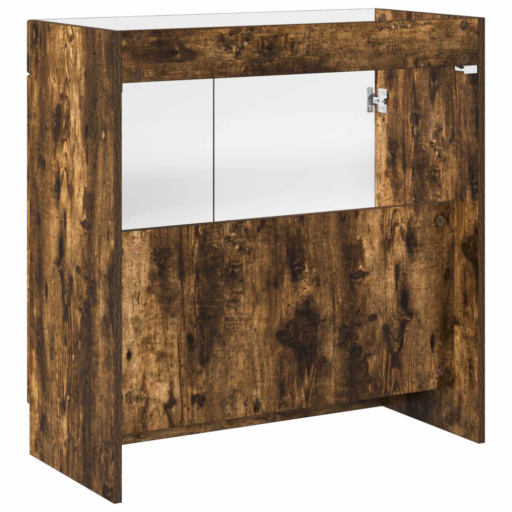 Produktbild för Badrumsskåp under handfat Rökt ek 78,5 x 37,5 x 81 cm