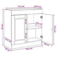 Produktbild för Badrumsskåp under handfat Rökt ek 78,5 x 37,5 x 81 cm