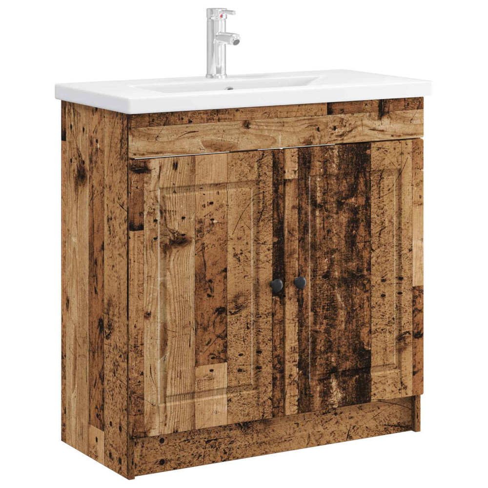 Produktbild för Badrumsskåp under handfat Gammalt trä 78,5 x 37,5 x 81 cm