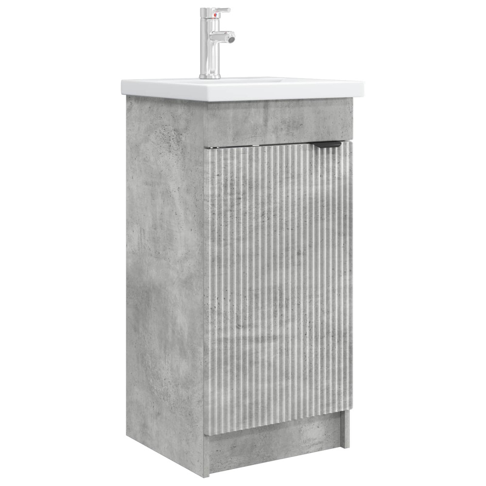 Produktbild för Badrumsspegel med handfat Betonggrå 42 x 40 x 84,5 cm