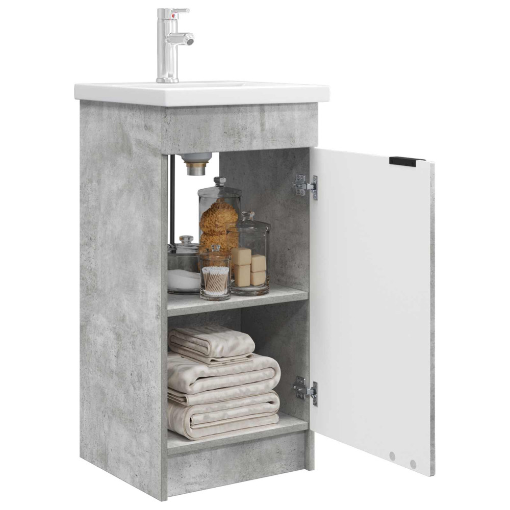 Produktbild för Badrumsspegel med handfat Betonggrå 42 x 40 x 84,5 cm