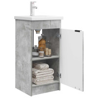 Produktbild för Badrumsspegel med handfat Betonggrå 42 x 40 x 84,5 cm