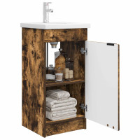 Produktbild för Badrumsspegel med handfat Rökt ek 42 x 40 x 84,5 cm