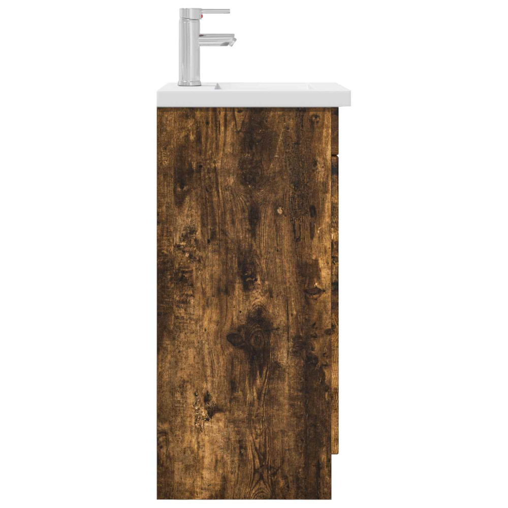 Produktbild för Badrumsspegel med handfat Rökt ek 42 x 40 x 84,5 cm