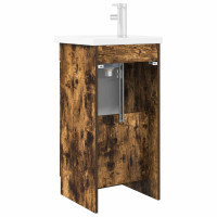 Produktbild för Badrumsspegel med handfat Rökt ek 42 x 40 x 84,5 cm