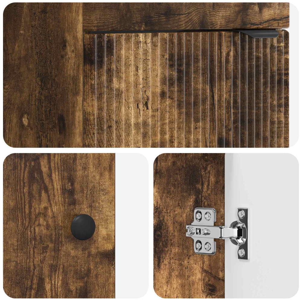 Produktbild för Badrumsspegel med handfat Rökt ek 42 x 40 x 84,5 cm