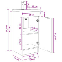 Produktbild för Badrumsspegel med handfat Rökt ek 42 x 40 x 84,5 cm