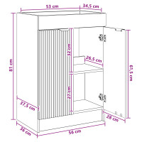 Produktbild för Badrumsskåp under handfat Svart 56 x 37,5 x 81 cm