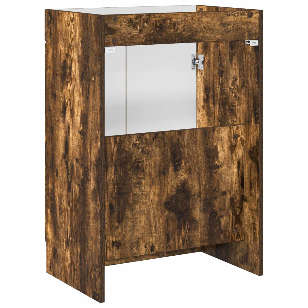 Produktbild för Badrumsskåp under handfat Rökt ek 56 x 37,5 x 81 cm