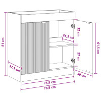 Produktbild för Badrumsskåp under handfat Rökt ek 78,5 x 37,5 x 81 cm