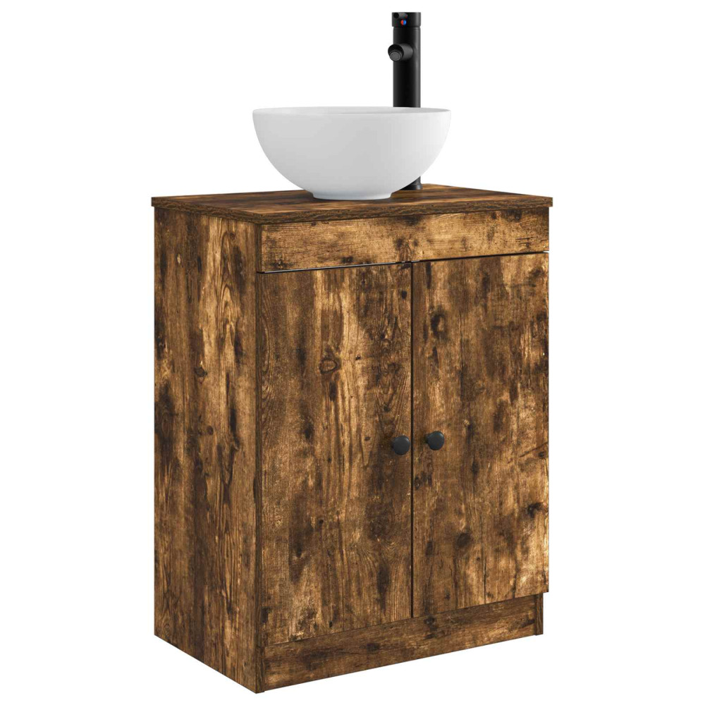 Produktbild för Badrumsspegel med handfat Rökt ek 54 x 35 x 83 cm