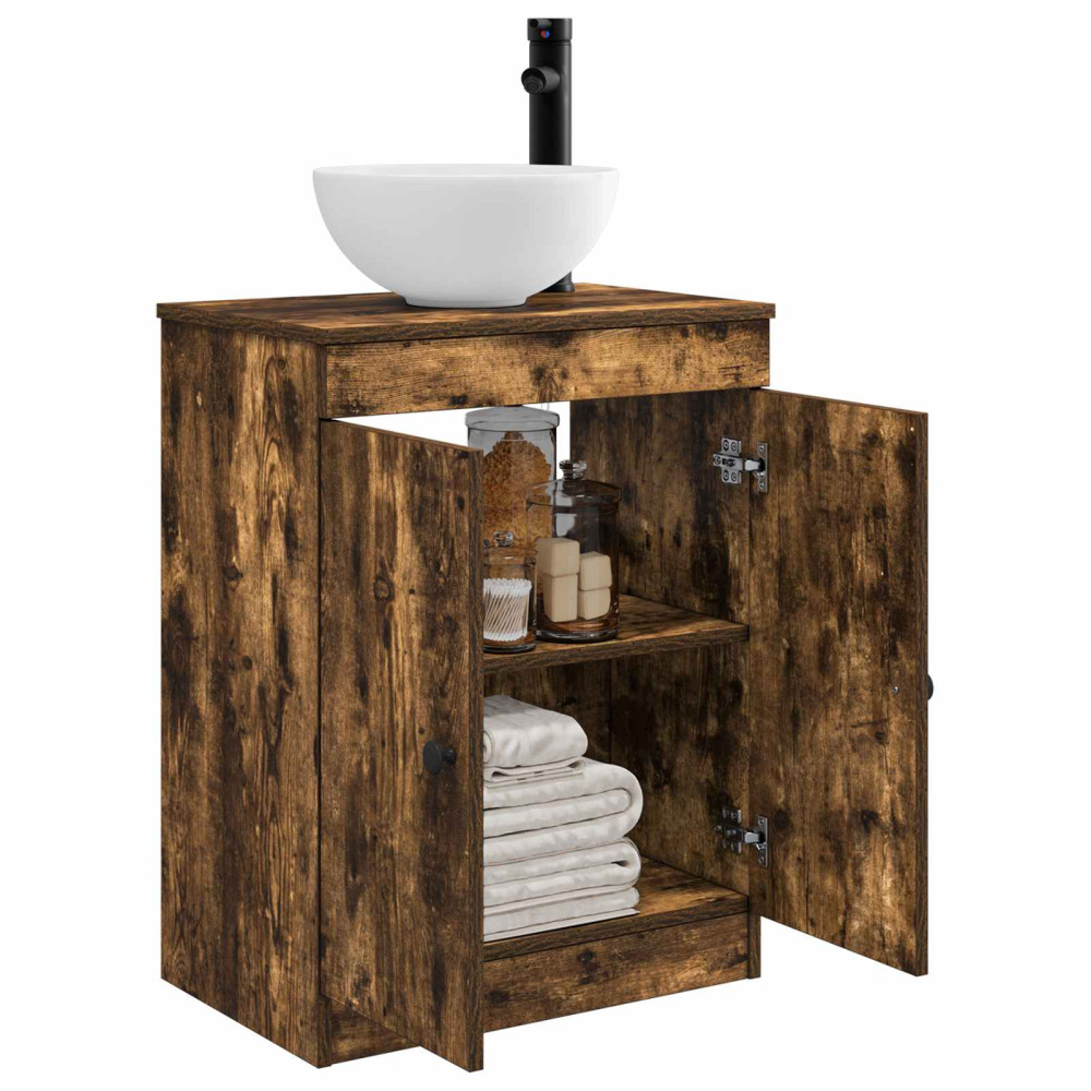 Produktbild för Badrumsspegel med handfat Rökt ek 54 x 35 x 83 cm