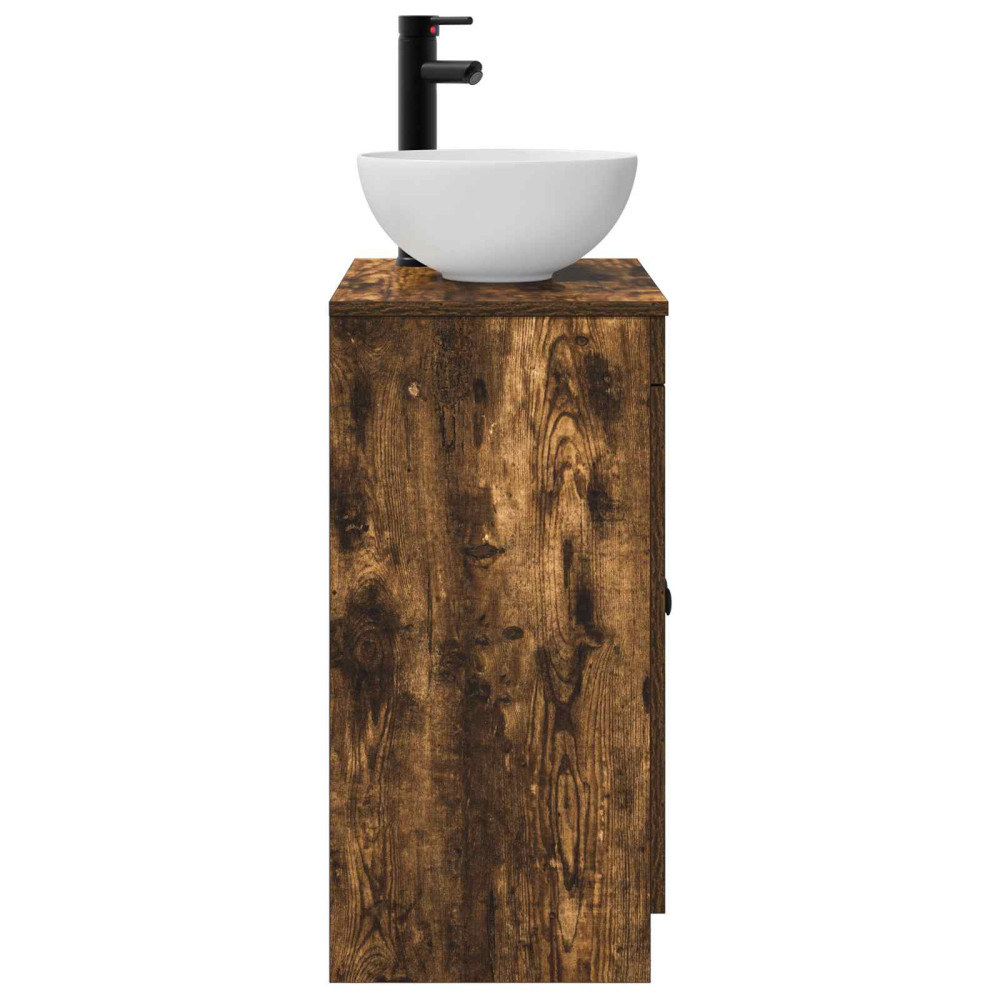 Produktbild för Badrumsspegel med handfat Rökt ek 54 x 35 x 83 cm