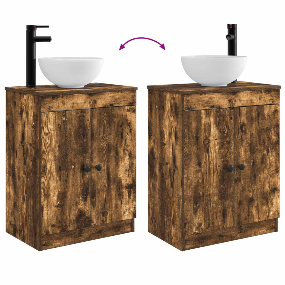 Produktbild för Badrumsspegel med handfat Rökt ek 54 x 35 x 83 cm