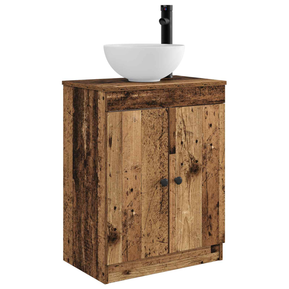 Produktbild för Badrumsspegel med handfat Gammalt trä 54 x 35 x 83 cm