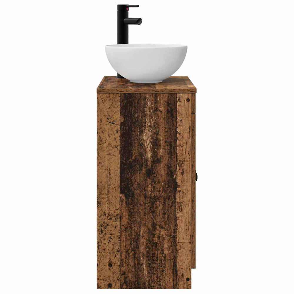 Produktbild för Badrumsspegel med handfat Gammalt trä 54 x 35 x 83 cm