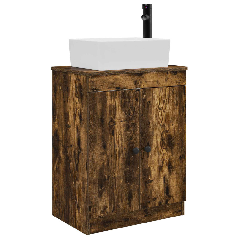 Produktbild för Badrumsspegel med handfat Rökt ek 54 x 35 x 83 cm