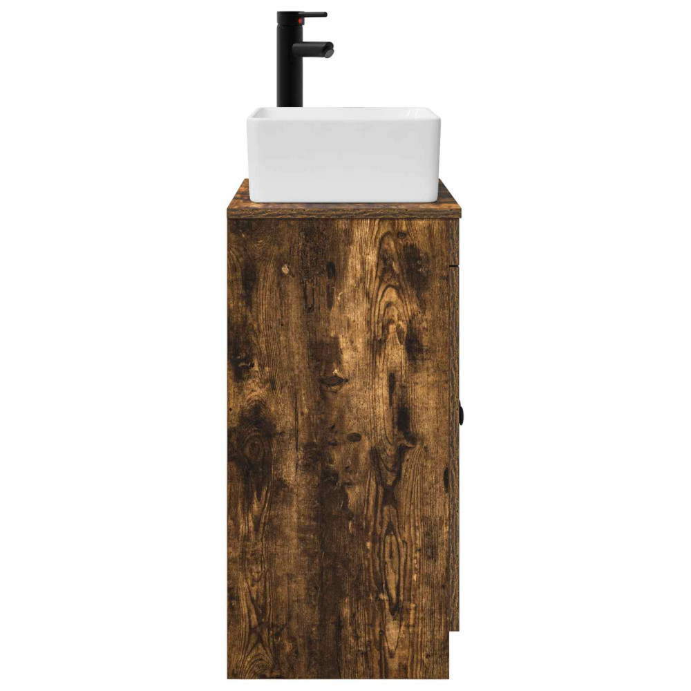 Produktbild för Badrumsspegel med handfat Rökt ek 54 x 35 x 83 cm