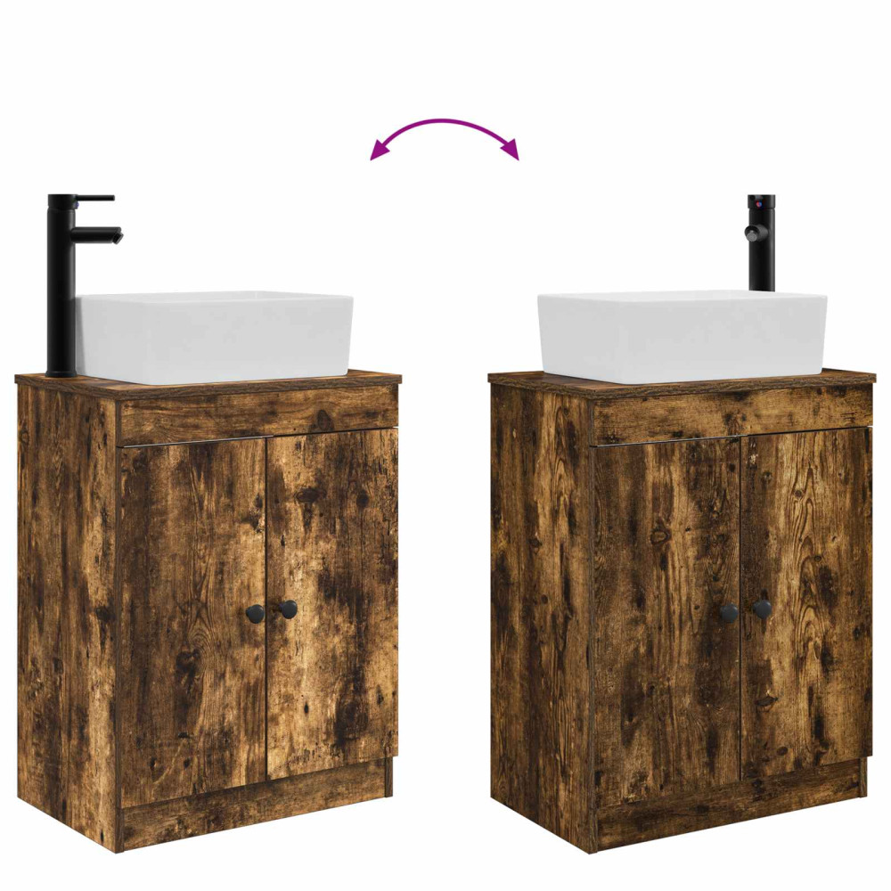 Produktbild för Badrumsspegel med handfat Rökt ek 54 x 35 x 83 cm