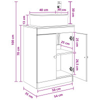 Produktbild för Badrumsspegel med handfat Rökt ek 54 x 35 x 83 cm