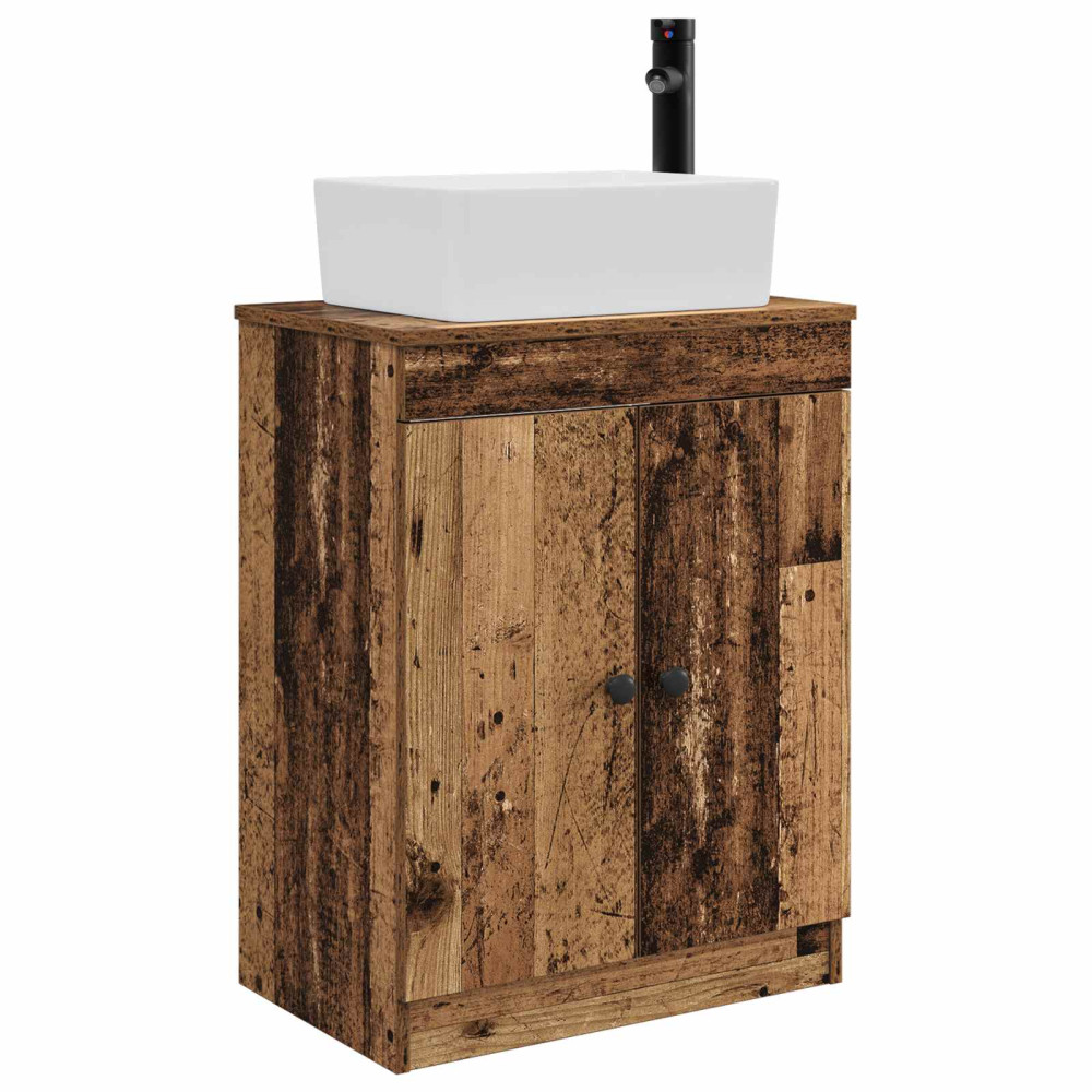 Produktbild för Badrumsspegel med handfat Gammalt trä 54 x 35 x 83 cm